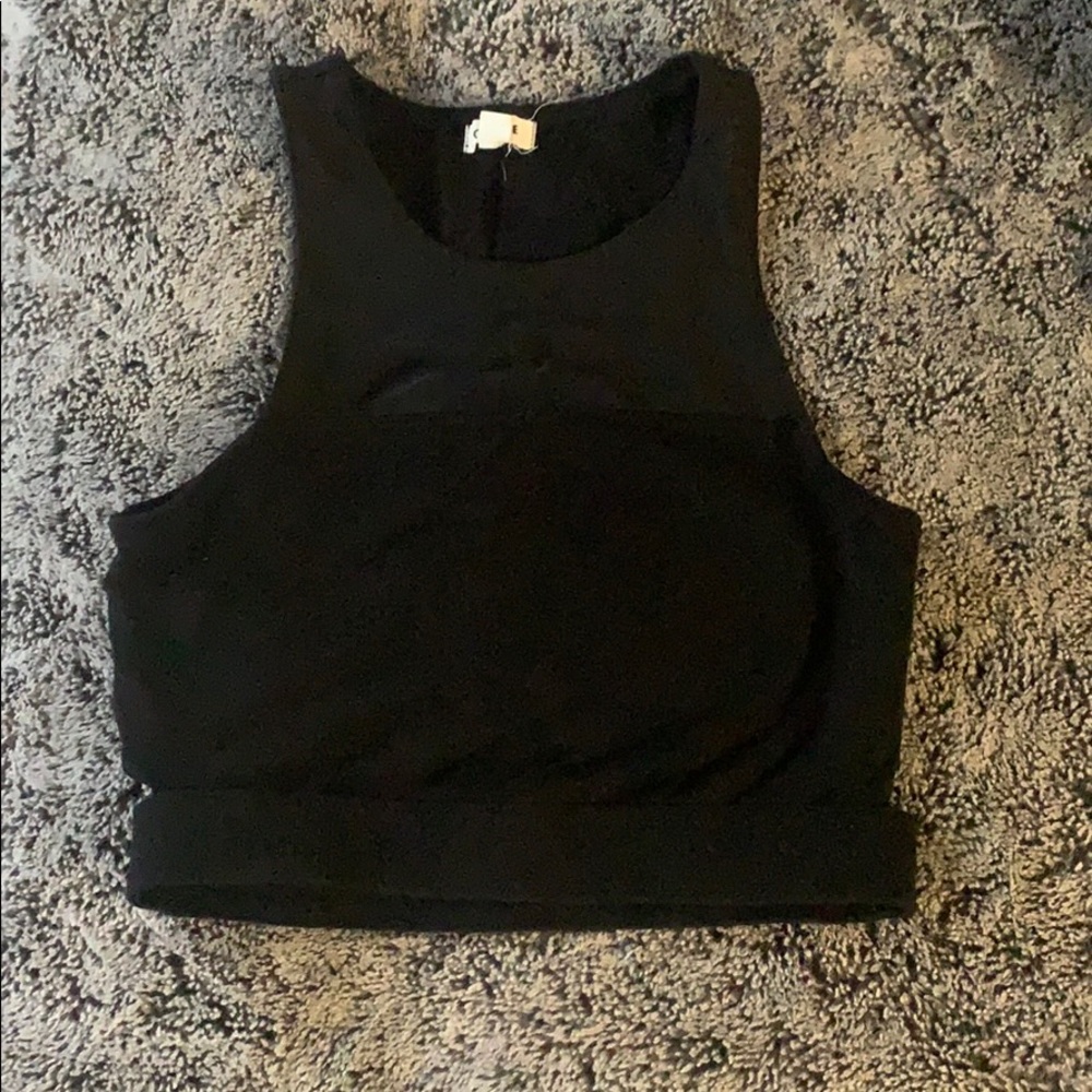 Black racer back crop top